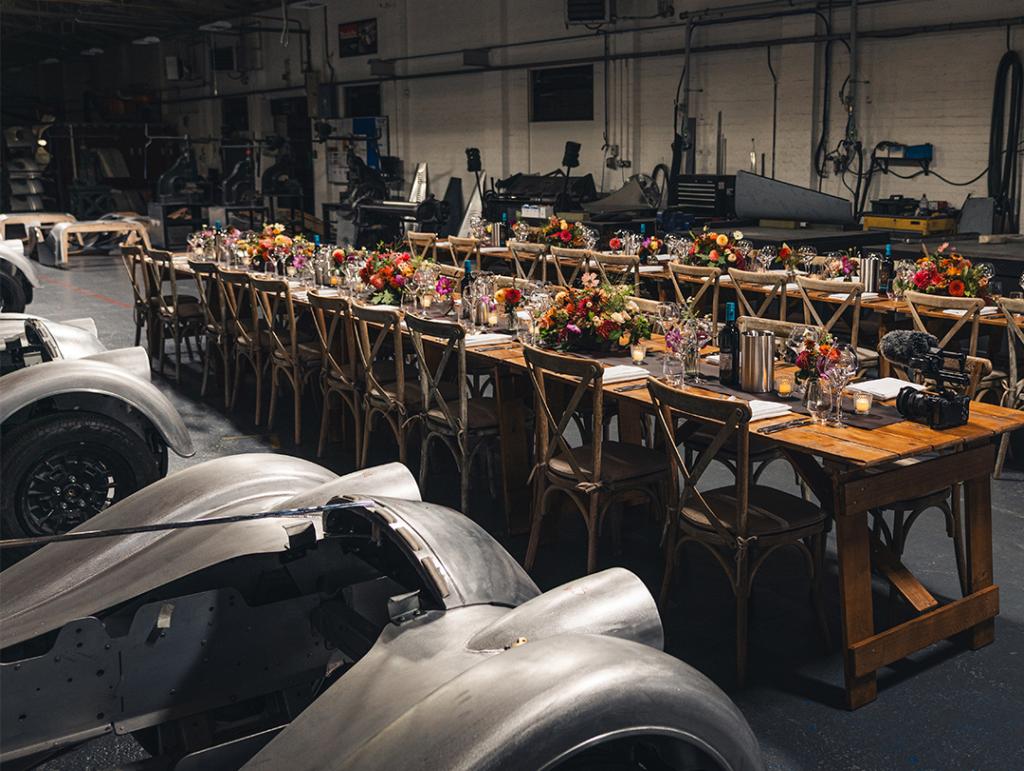 A very special dinner in the Morgan factory